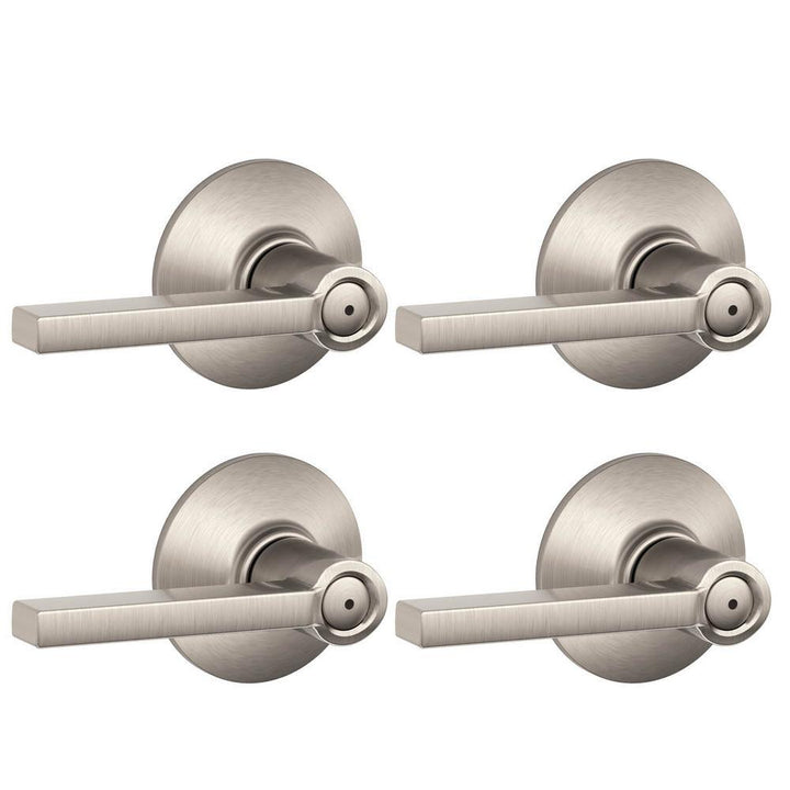 Latitude Satin Nickel Privacy Bed/Bath Door Lever (4-Pack) - Super Arbor