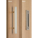 Contemporary 12 in. Brushed Satin Square Pull and Flush sliding barn door handle - Super Arbor