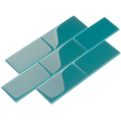 Giorbello Dark Teal 4 in. x 12 in. x 8mm Glass Subway Tile (5 sq. ft./Case) - Super Arbor
