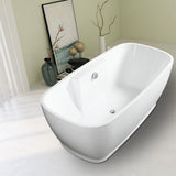 Toulon 59 in. Acrylic Flatbottom Freestanding Bathtub in White - Super Arbor