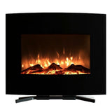 25 in. Mini Curved Electric Fireplace with Wall and Floor Mount in Black - Super Arbor