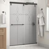 Lyndall 60 x 71-1/2 in. Frameless Mod Soft-Close Sliding Shower Door in Nickel with 1/4 in. (6mm) Transition Glass - Super Arbor