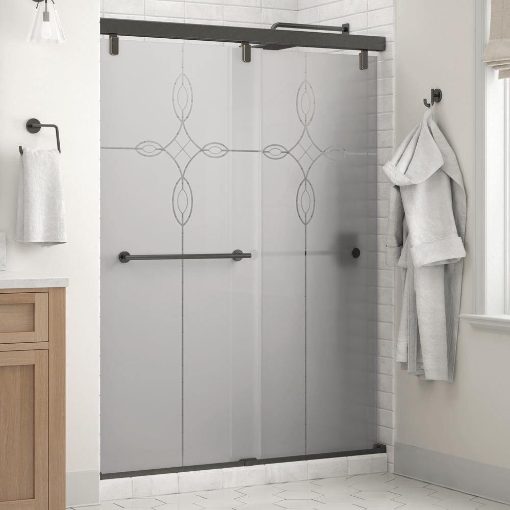 Lyndall 60 in. x 71-1/2 in. Frameless Mod Soft-Close Sliding Shower Door in Matte Black with 1/4 in. (6 mm) Clear Glass - Super Arbor