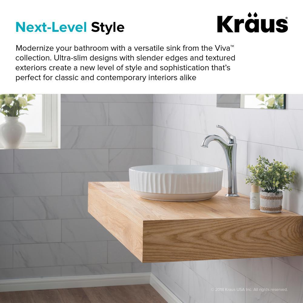 Viva 15-3/4 in. Round Porcelain Ceramic Vessel Sink in White - Super Arbor