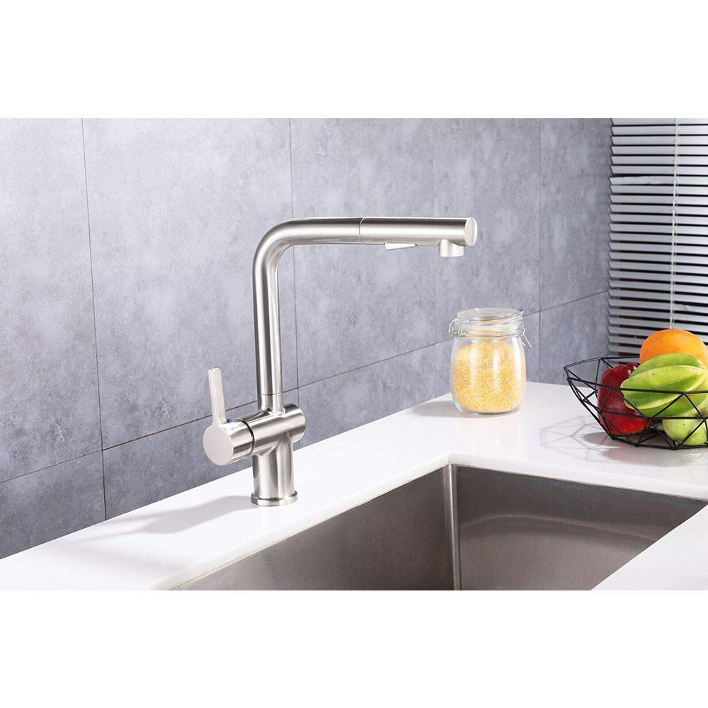 Single-Handle Pull Out Sprayer Kitchen Faucet in Polished Chrome - Super Arbor