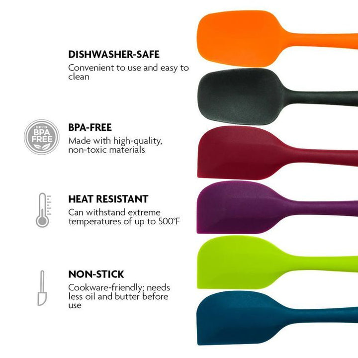Silicone Spatulas BPA-Free Premium with Stainless Steel Core Heat-Resistant, Non-Stick Dishwasher Safe, Multi-Color