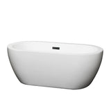 Soho 59.75 in. Acrylic Flatbottom Center Drain Soaking Tub in White - Super Arbor
