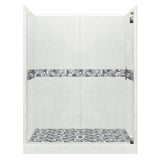 Del Mar Grand Hinged 36 in. x 54 in. x 80 in. Center Drain Alcove Shower Kit in Natural Buff and Satin Nickel Hardware - Super Arbor