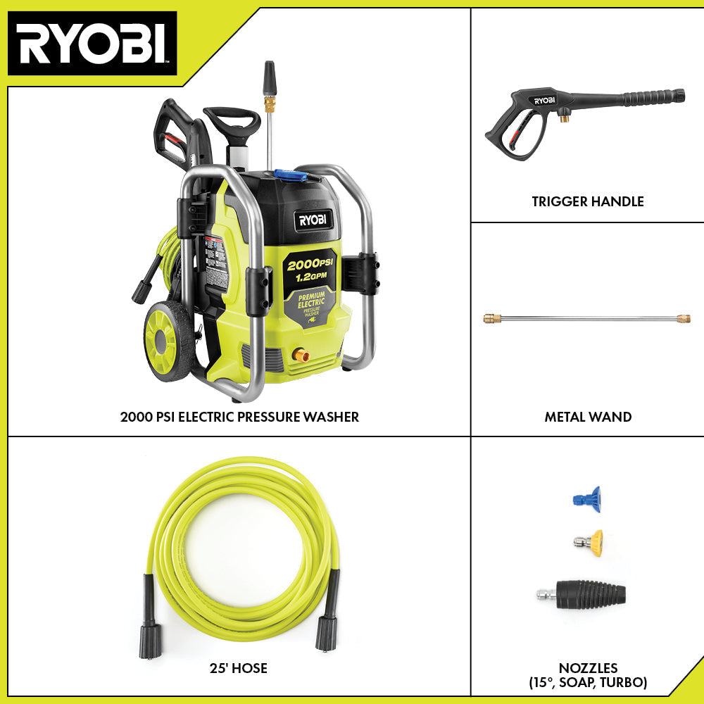 RYOBI 2000 PSI 1.2 GPM Cold Water Electric Pressure Washer (RY142022)