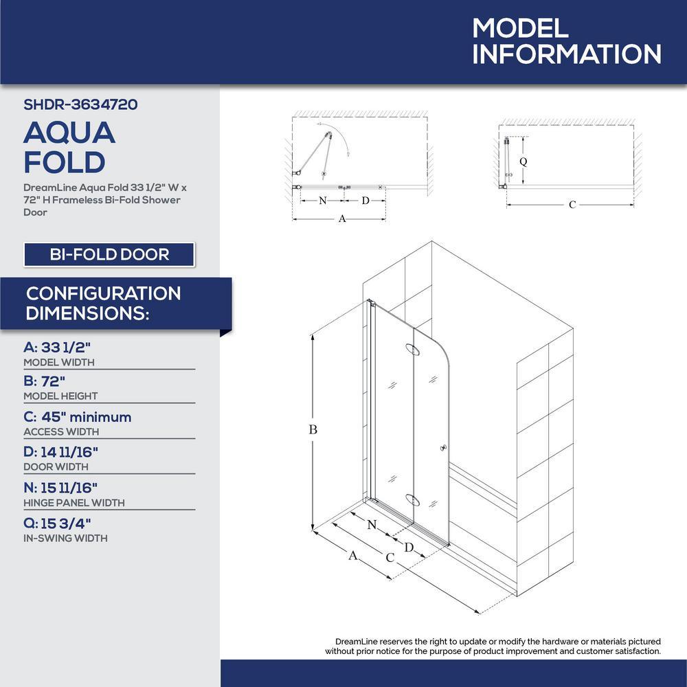 Aqua Fold 36 in. D x 36 in. W x 76 3/4 in. H Frameless Shower Door with Base and Backwalls - Super Arbor