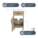 Style Selections Dolton 18-in Nature Oak Single Sink Bathroom Vanity with White Engineered Marble Top (Mirror Included)