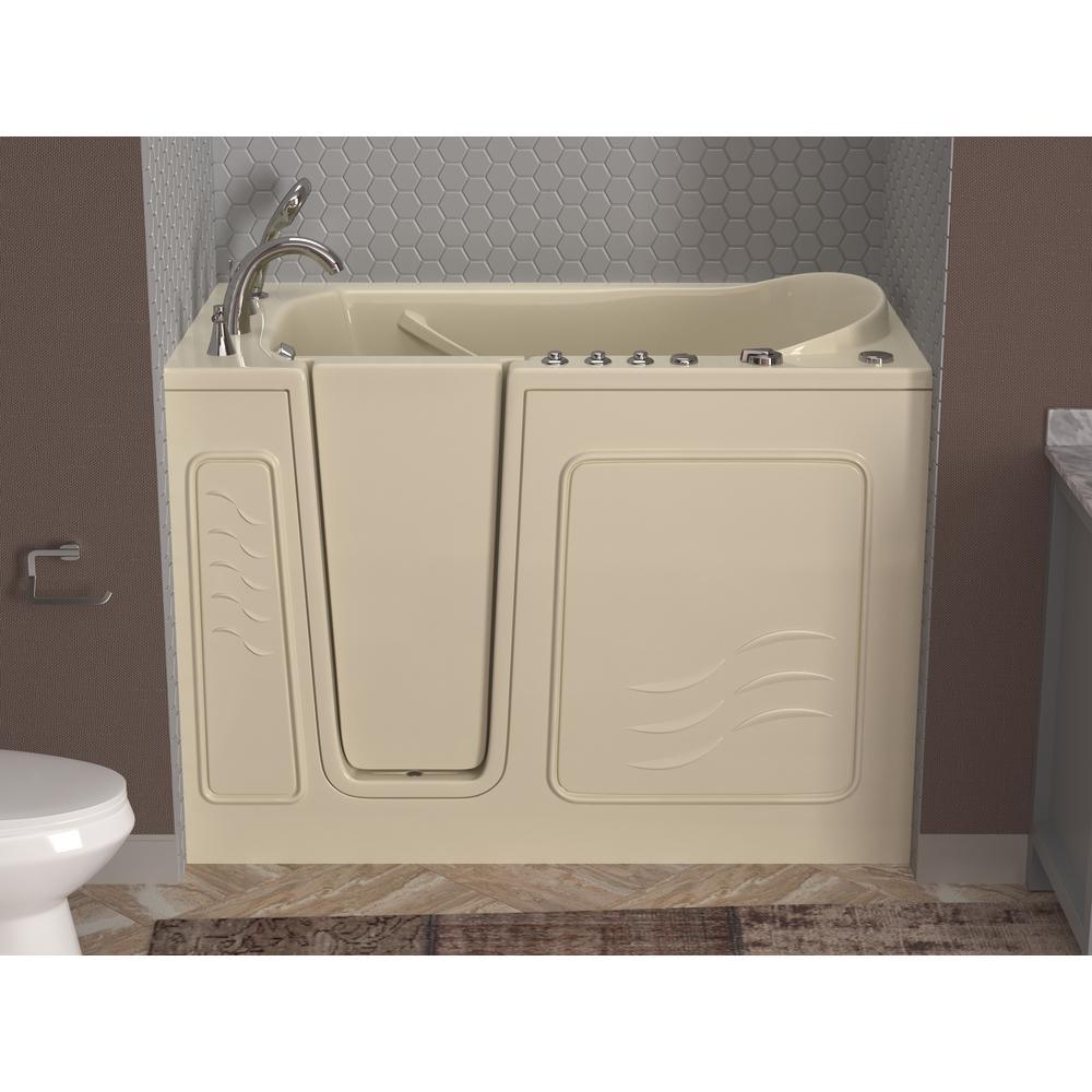 HD Series 53 in. Left Drain Quick Fill Walk-In Whirlpool and Air Bath Tub with Powered Fast Drain in Biscuit - Super Arbor