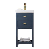 VERA 18 in. W Bath Vanity in Monarch Blue Finish with Ceramics Integrated Vanity Top with White Basin