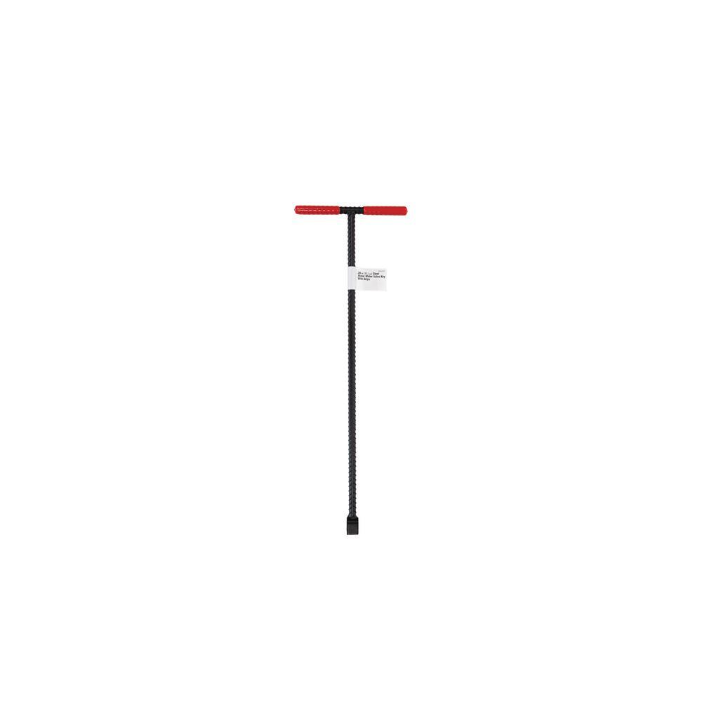 28 in. Solid Steel Water Meter Valve Key with Grips - Super Arbor