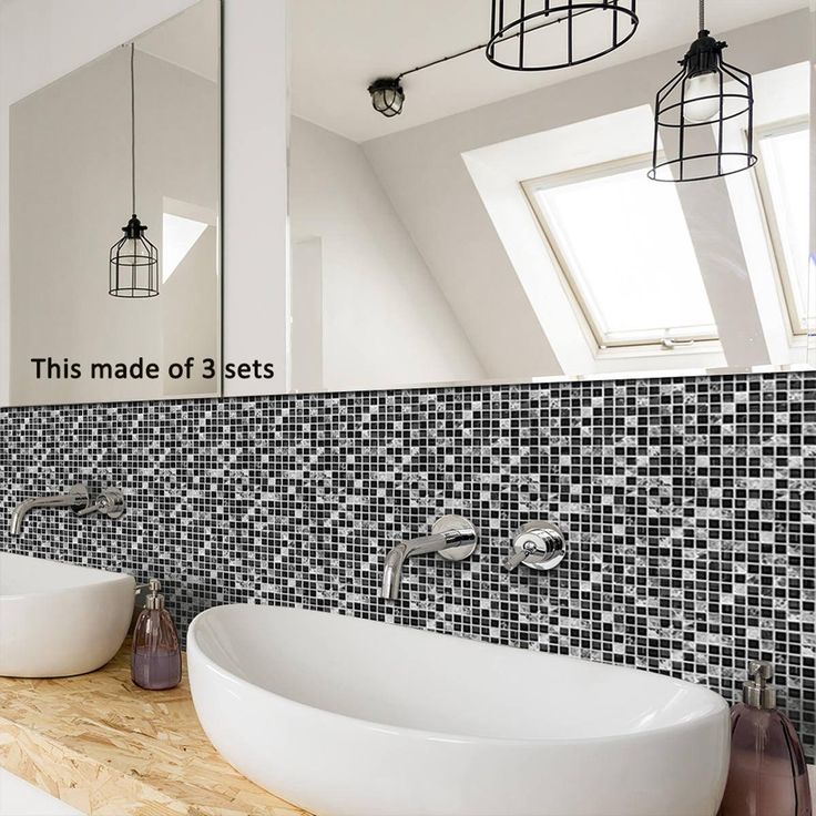 Goory 10Pcs Mosaic Pattern Waterproof Wall Tile Stickers Peel and Stick Tile Kitchen Backsplash Wallpaper Sticker 15x15cm/20x20cm