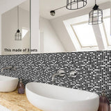 Goory 10Pcs Mosaic Pattern Waterproof Wall Tile Stickers Peel and Stick Tile Kitchen Backsplash Wallpaper Sticker 15x15cm/20x20cm