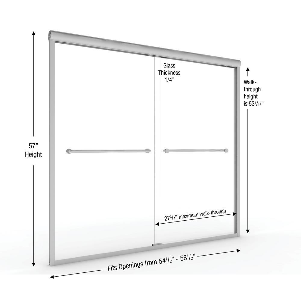 Infinity 58-1/2 in. x 57 in. Semi-Frameless Sliding Bathtub Door in Brushed Nickel - Super Arbor