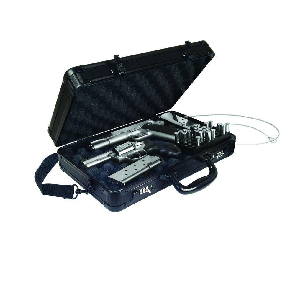 Locking Gun Case with Security Tether and Hard-Sided in Tactical Black - Super Arbor