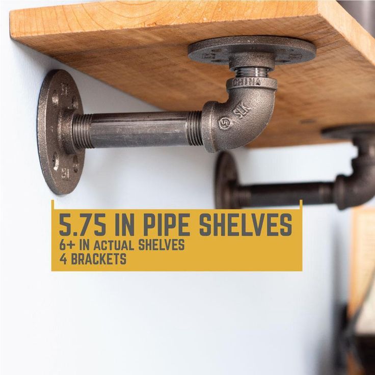 1/2 in. Black Pipe 5.75 in D x 2.5 in. H Wall Mounted Double Flange Shelf Bracket Kit (4-Pack)