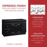 Wyndham 48 in. W x 21 in. D Ready to Assemble Bath Vanity Cabinet Only in Espresso