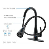 Motion Activated Single-Handle Pull-Down Sprayer Kitchen Faucet in Matte Black - Super Arbor