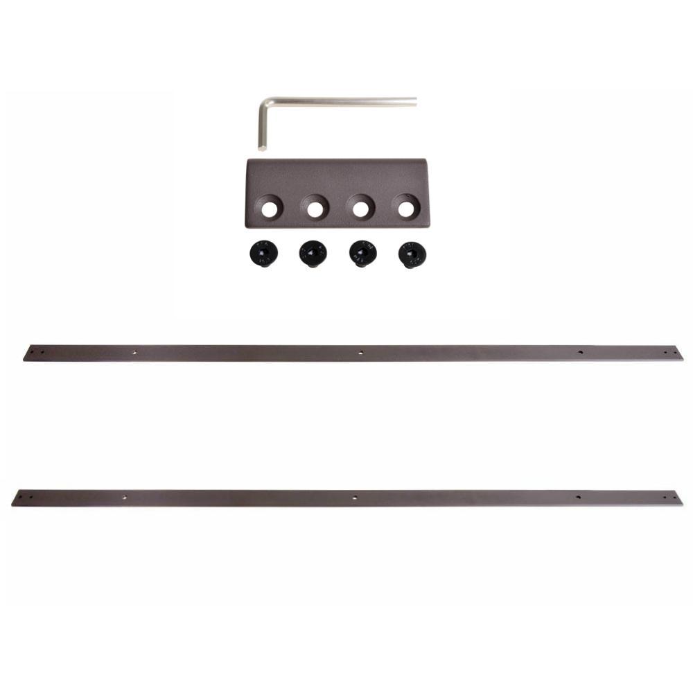 96 in. Antique Bronze Classic Bent Strap Barn Style Sliding Door Track and Hardware Set - Super Arbor