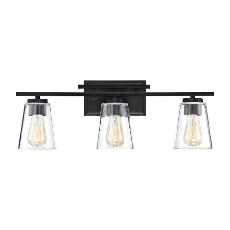 24 in. 3-Light Black Vanity Light