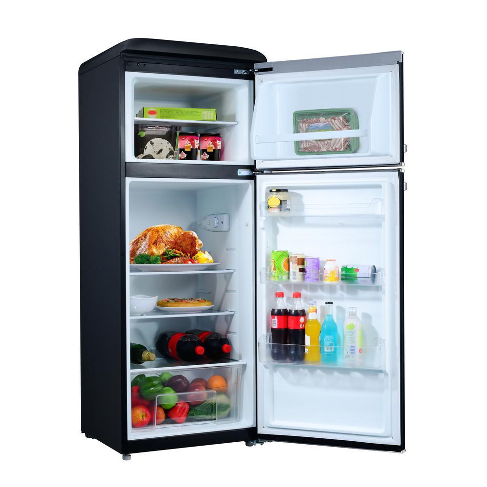 7.6 cu.ft. Retro Mini Refrigerator with Dual Door and True Freezer in Black - Super Arbor