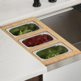 16.75 in. Workstation Kitchen Sink Composite Serving Board Set with Rectangular Stainless Steel Bowls
