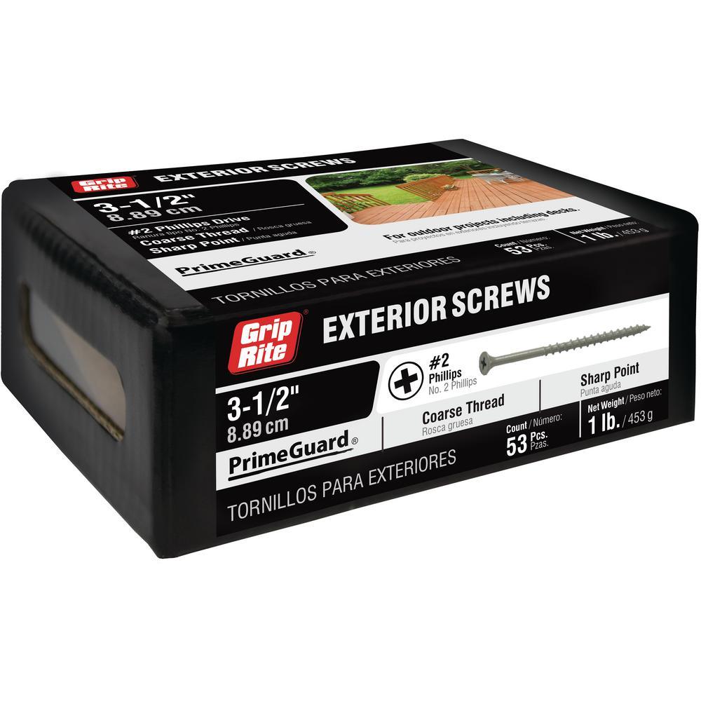 #10 x 3-1/2 in. Philips Bugle-Head Coarse Thread Sharp Point Polymer Coated Exterior Screw