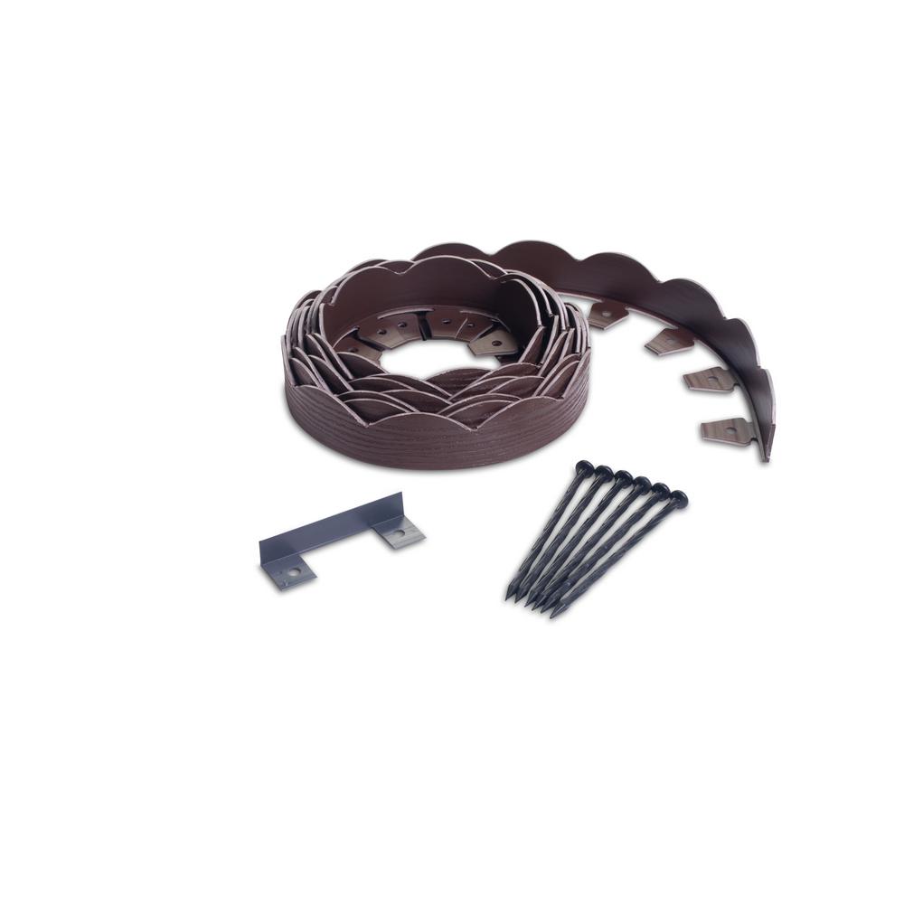 ProFlex 20 ft. Red Scalloped Woodgrain Plastic No-Dig Edging Kit