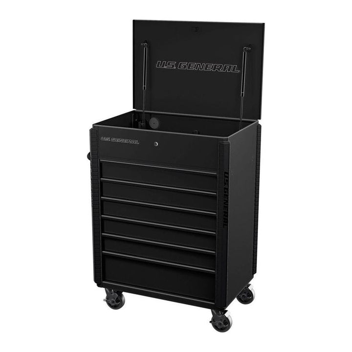 U.S. GENERAL 34 in. x 23 in., 6-Drawer, Full-Bank Service Cart, Black