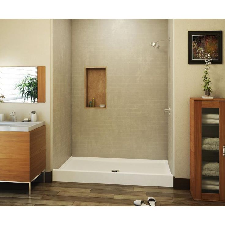 A2 60 in. x 34 in. Single Threshold Center Drain Shower Base in White