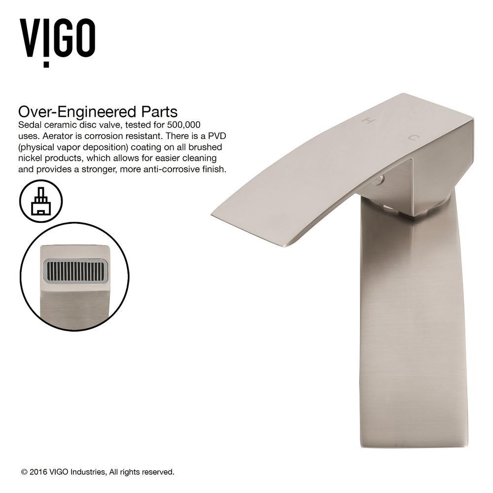 Single Hole Single-Handle Vessel Bathroom Faucet in Brushed Nickel - Super Arbor