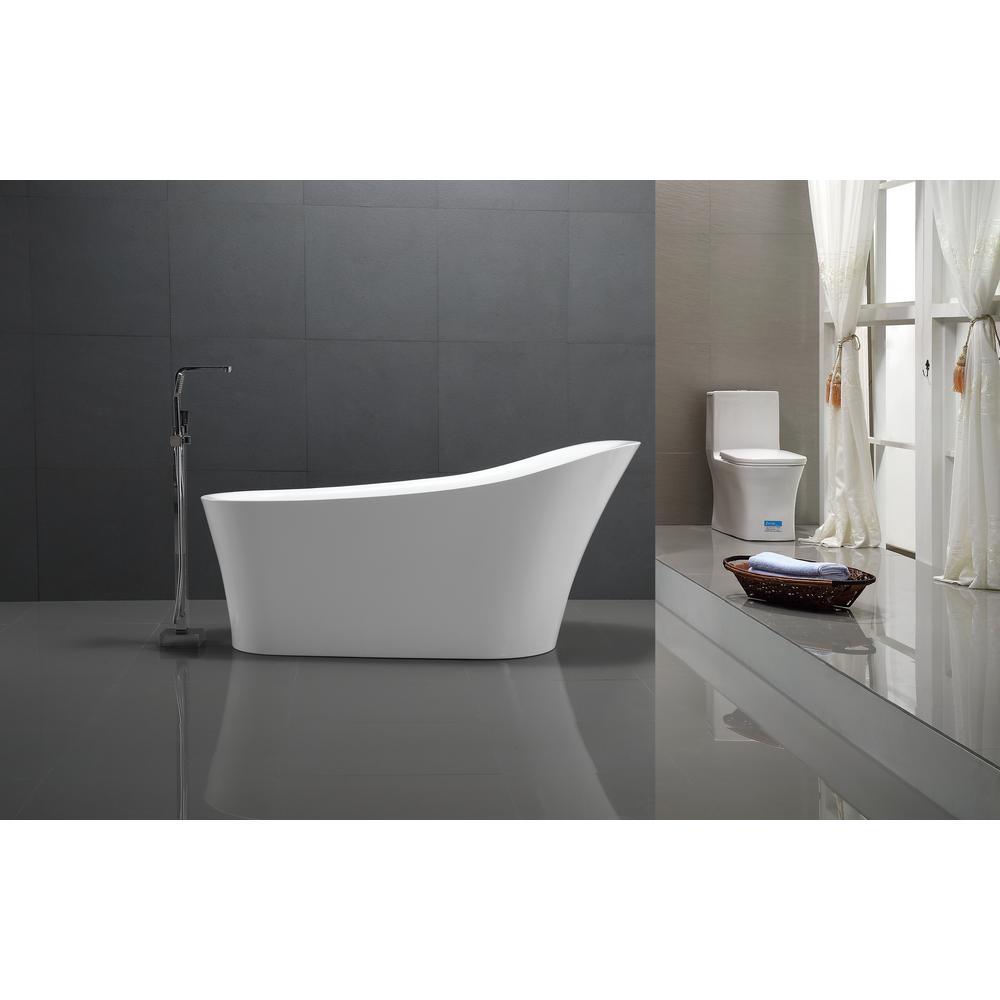 Maple 5.58 ft. Acrylic Flatbottom Non-Whirlpool Bathtub in White - Super Arbor