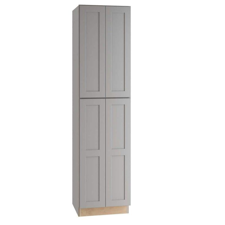Home Decorators Collection Newport 24 in. W x 24 in. D x 90 in. H Assembled Plywood Pantry Kitchen Cabinet in Pearl Gray with 4ROT Soft Close