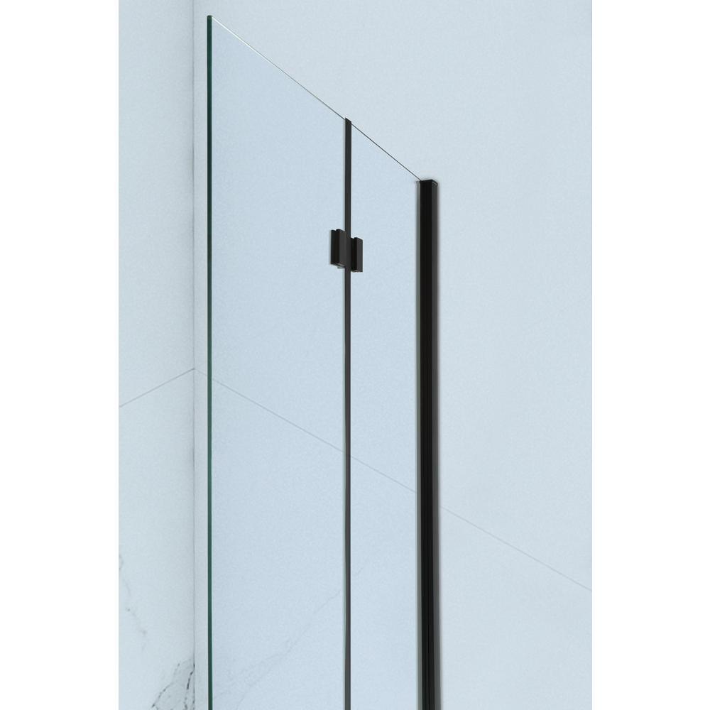 Tidy 39 in. x 55 in. Semi-Frameless Hinged Bathtub Door in Black without Handle - Super Arbor