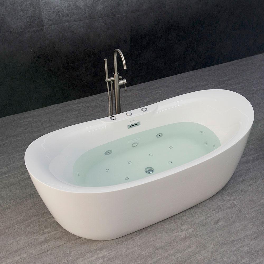 Venezia 71 in. Acrylic Freestanding Double Slipper Whirlpool and Air Bathtub with Drain and Overflow Included in White - Super Arbor