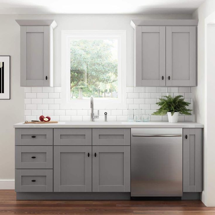 Home Decorators Collection Washington Veiled Gray Plywood Shaker Assembled Wall Kitchen Cabinet Soft Close 33 in W x 12 in D x 36 in H