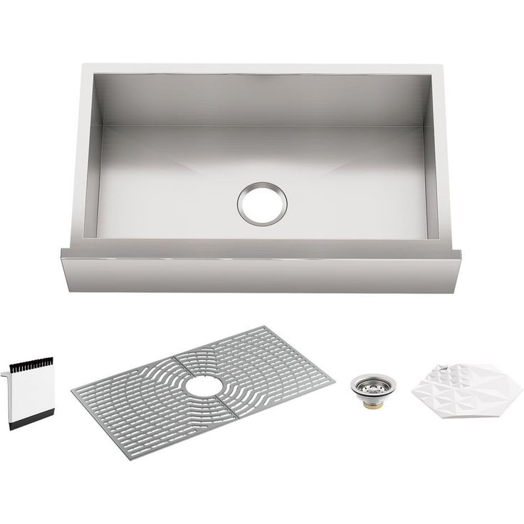KOHLER Ludington Farmhouse Apron Front Stainless Steel 32 in. Single Bowl Kitchen Sink Kit with Accessories