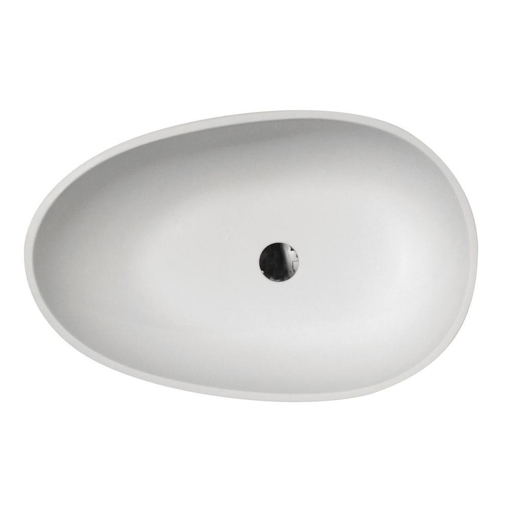 Trident Man Made Stone Vessel Sink with Pop Up Drain in Matte White - Super Arbor