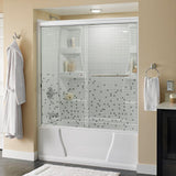 Simplicity 60 in. x 58-1/8 in. Semi-Frameless Traditional Sliding Bathtub Door in Bronze with Mozaic Glass - Super Arbor