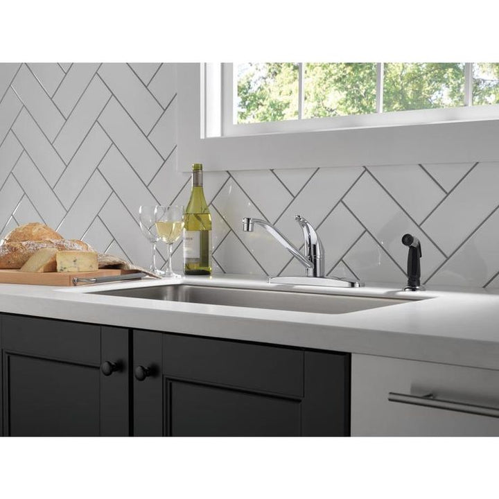 Peerless Core Chrome 1-Handle Deck-Mount Low-Arc Handle Kitchen Faucet