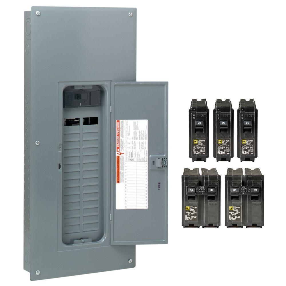 Homeline 200 Amp 30-Space 60-Circuit Indoor Main Breaker Qwik-Grip Plug-On Neutral Panel, Wiser Energy Monitor, Surge - Super Arbor