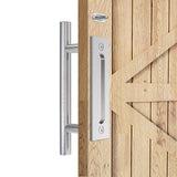 12 in. Stainless Steel Ladder Sliding Barn Door Handle with Hook Lock Latch - Super Arbor