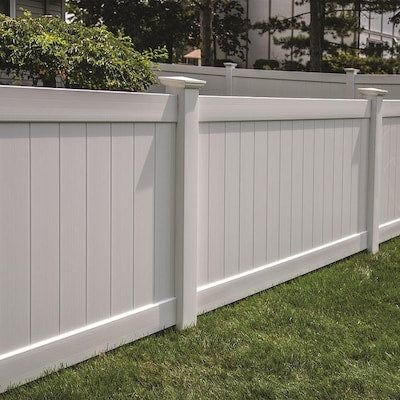 Freedom Ready-to-Assemble Emblem 6-ft H x 8-ft W White Vinyl Flat-Top Vinyl Fence Panel
