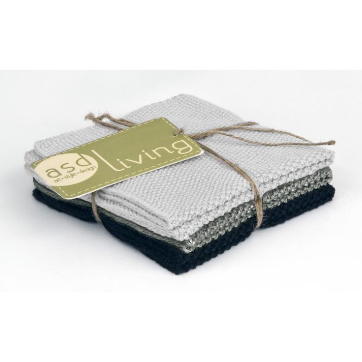 Knitted Set of 6 Kitchen Dishcloths, Leaf Green