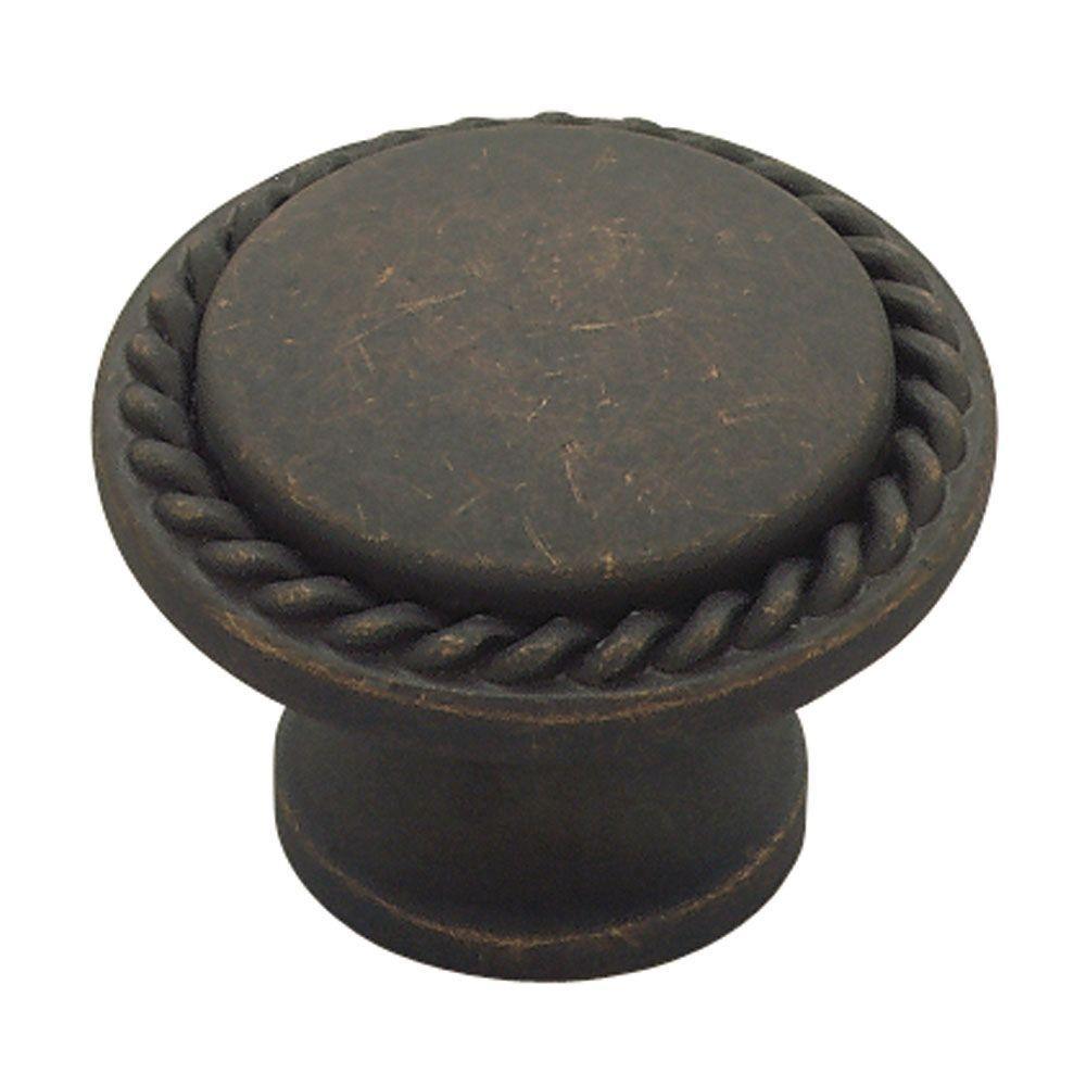 Contempo 1-1/8 in. (28mm) Satin Nickel Rope Edge Round Cabinet Knob - Super Arbor