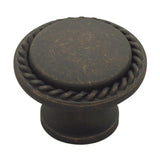 Contempo 1-1/8 in. (28mm) Satin Nickel Rope Edge Round Cabinet Knob - Super Arbor