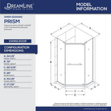 Prism 36 in. x 36 in. x 74.75 in. Semi-Frameless Pivot Neo-Angle Shower Enclosure in Brushed Nickel with White Base - Super Arbor